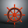 Vintage Orange Ship Steering Wheel as Key Component of Classic Watercraft