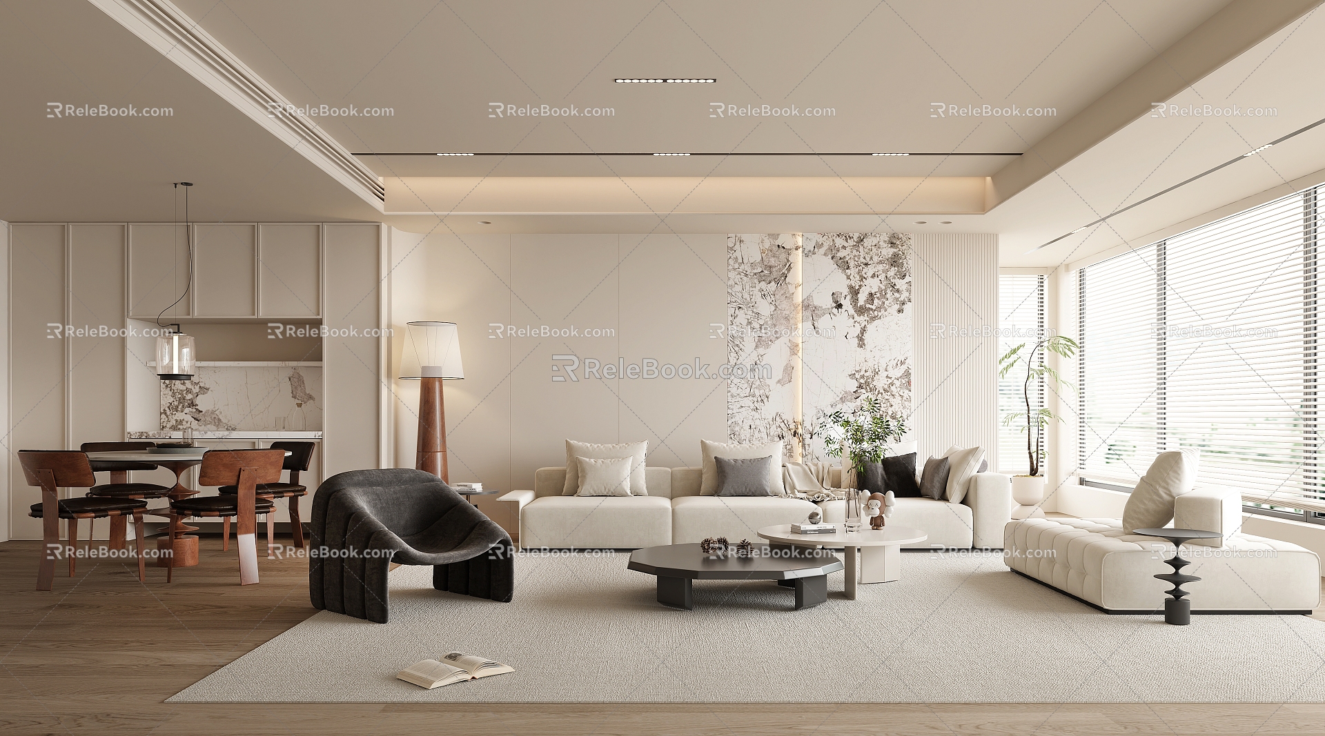 Modern Guest Dining Room Living Room Dining Room 3d model