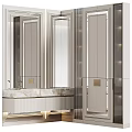 Elegant Modern Bathroom Vanity With Marble Countertop Mirror Cabinets And Lighting