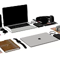 Modern Laptop And Tablet Setup With Smartphone Headphones Notebook And Pens