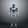 Silver Metallic Robot Figure With Shiny Surface And Sci Fi Design