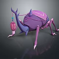 Purple Insect Like Creature With Blue Accents Carrying Pink Pouch 3D Model Design