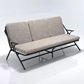 Multi Seat Sofa With Light Gray Fabric Upholstery Black Metal Frame Modern Design