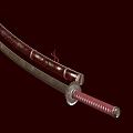 Traditional Japanese Katana With Red Scabbard And Wrapped Handle Steel Blade