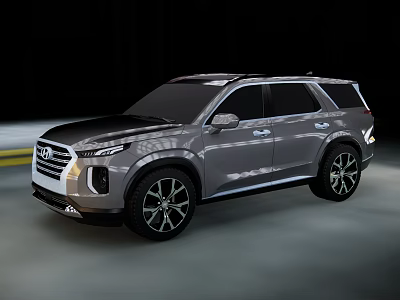 Hyundai Silver SUV With Modern Design Distinctive Front Grille And Alloy Wheels 3d model
