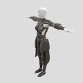 Black And Gold Weapon Armor With Intricate Decorations On Humanoid Model Arms Outstretched