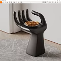 Modern Black Hand Sculpture Decorative Piece Holding Plate With Nuts In Palm