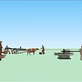 Rustic Garden Decorative Ornaments with Wooden Wheel Sculptures and Small Animal Figurines