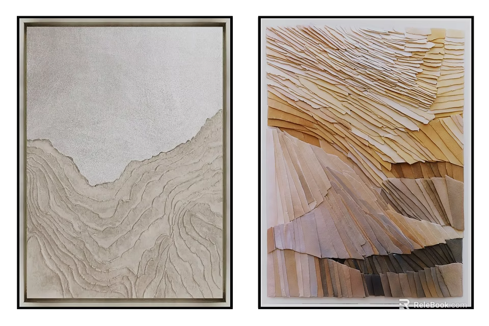 Abstract Paintings With Layered Textures And Warm Neutral Color Tones 3d model 
