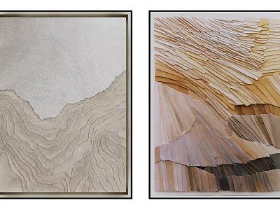 Abstract Paintings With Layered Textures And Warm Neutral Color Tones 3d model