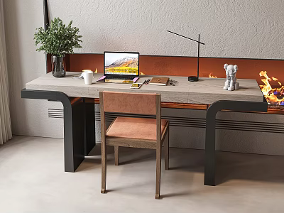 modern office desk and chair 3d model