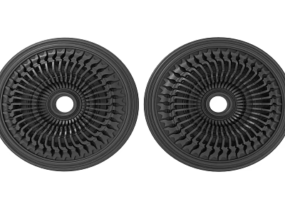 Two Black Decorative Circular Ceiling Light Panels With Patterned Design And Central Hole 3d model
