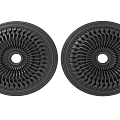 Two Black Decorative Circular Ceiling Light Panels With Patterned Design And Central Hole 3d model