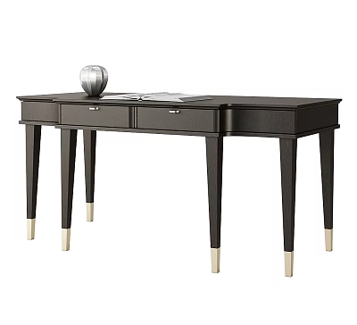 Elegant Modern Black Side Table With Drawer And Gold Metal Legs For Home Decor 3d model