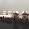 Modern Artistic Public Chairs With Cloud Shaped Seats And Brown Metal Frames