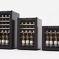 Modern Black Wine Coolers With Glass Doors And Multiple Bottle Storage 3d model