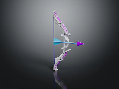 Decorative Purple And White Bow With Blue Purple Arrow On Black Background 3d model