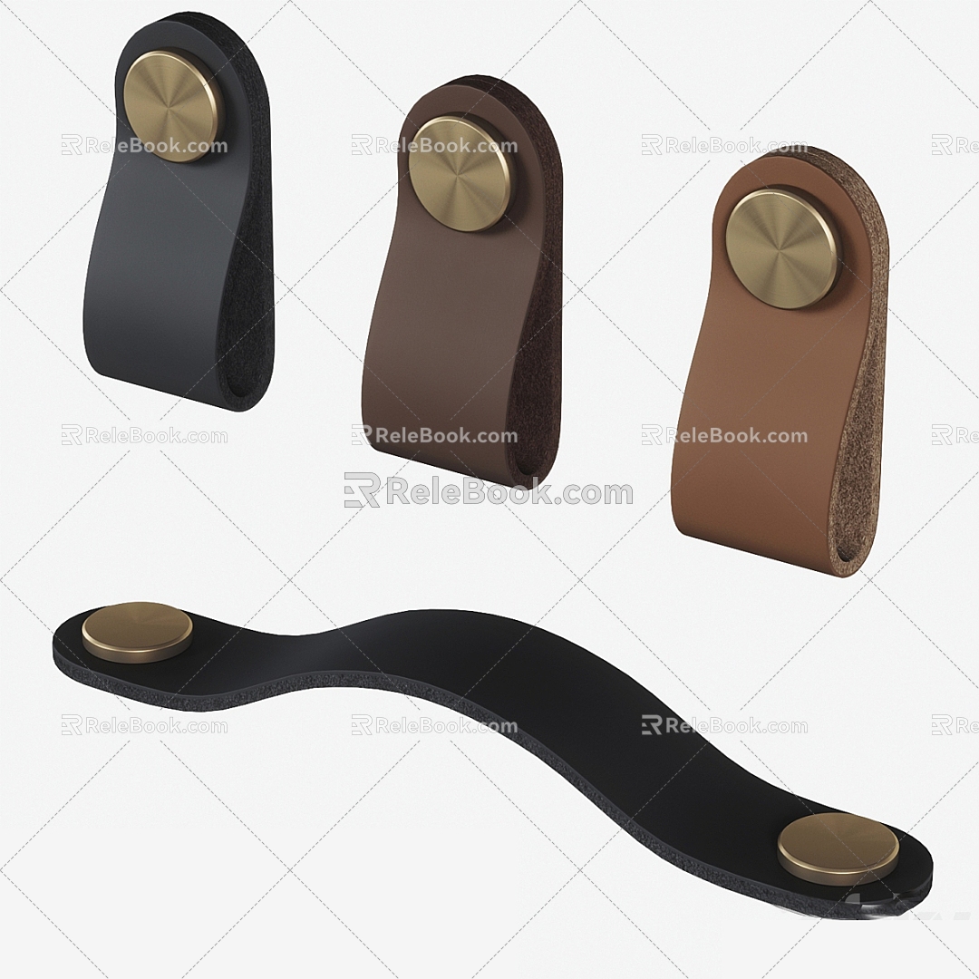 Modern Door Handle Simple Metal Leather Handle 3d model