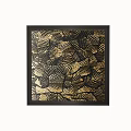 Gold And Black Abstract Painting With Leaf Patterns In Framed Design 3d model