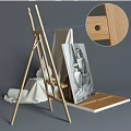 Art Supplies Display on Easel with Canvas Pencil Sketch and Still Life Objects