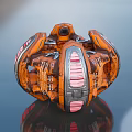 Orange Futuristic Mechanical Device With Complex Metallic Structure And Core Details