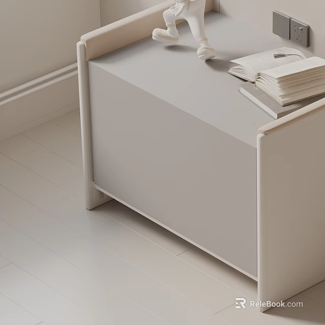 Modern Minimalist White Side Table With Sleek Surface And Decorative Books On Top 3d model 