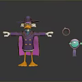 Purple Duck Stuffed Toy With Cloak Hat And Small Accessory Device