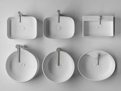 Modern Ceramic Washbasin Designs with Various Shapes for Bathroom Decor 3d model