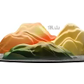 Colorful Sculpted Rockery Scenic Photo Check-in Spot With Vibrant Orange Yellow Green Hues