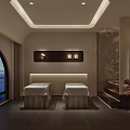 Serene SPA Sauna Space With Two Massage Beds Large Window Scenic View And Marble Wall
