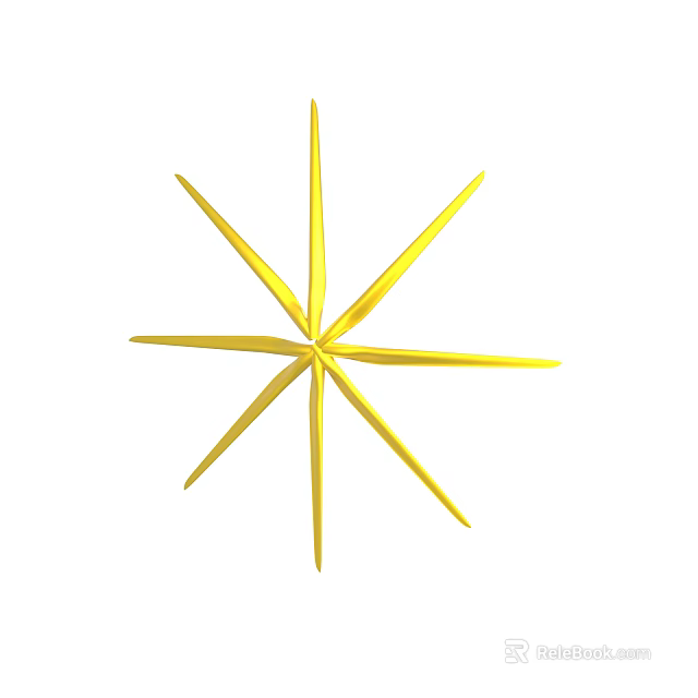 Bright Yellow Star Shaped Decoration With Symmetrical Spikes And Geometric Design 3d model 