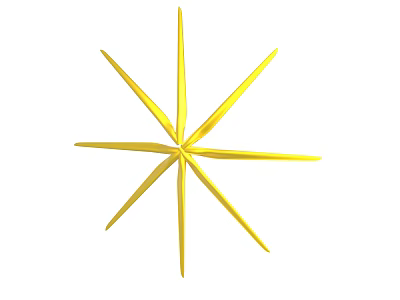 Bright Yellow Star Shaped Decoration With Symmetrical Spikes And Geometric Design 3d model