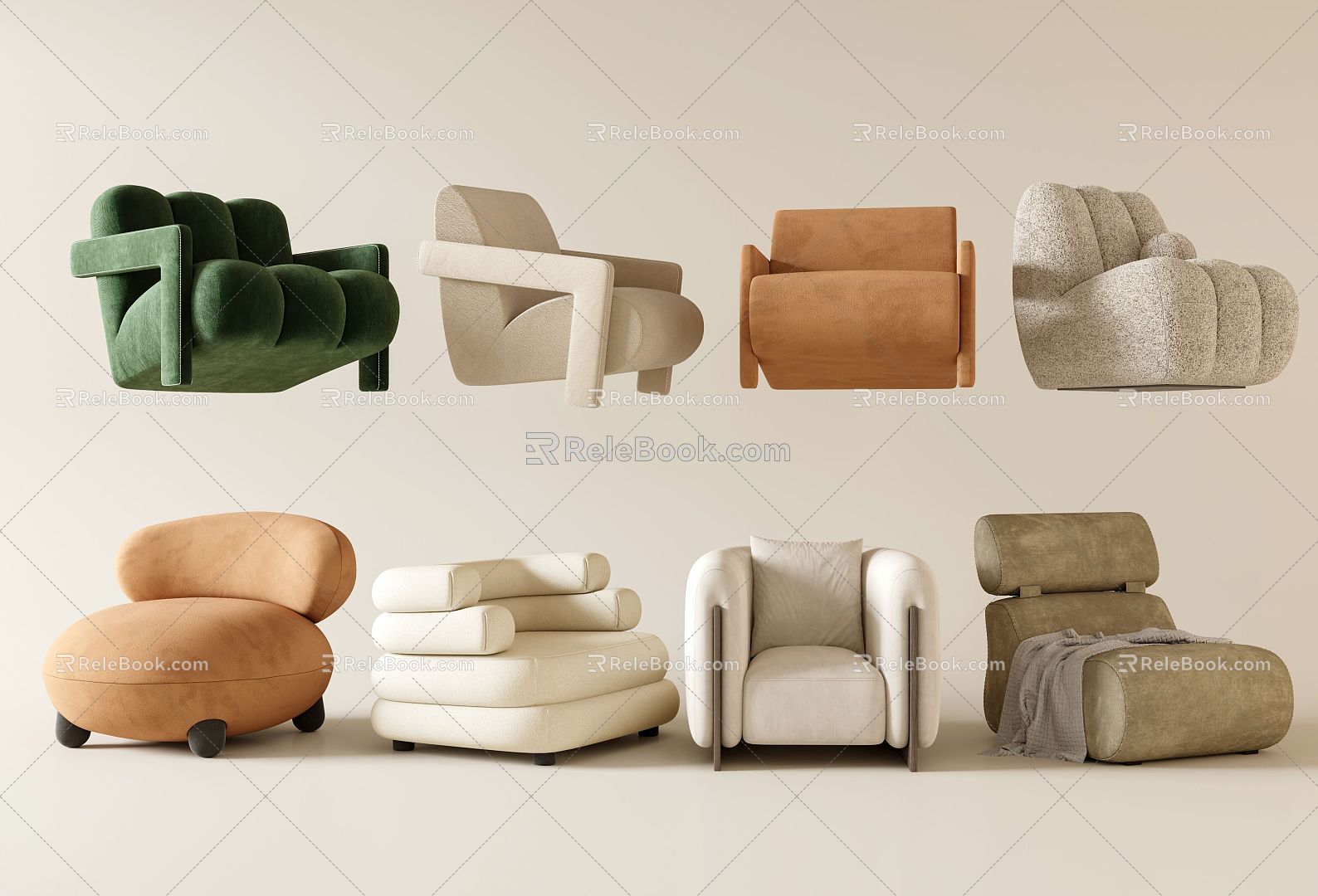 Single Sofa Combination Sofa Chair Leisure Chair Lazy Sofa 3d model