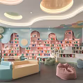 Modern Kindergarten Children's Book Reading Room Library Children's Color Sofa Combination Children's Creative Bookcase Lazy Sofa 3d model