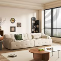 Modern double sofa sofa coffee table combination 3d model