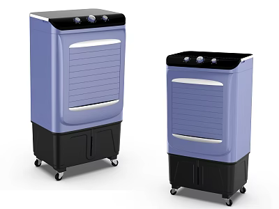 Large And Small Blue Black Air Cooler Fans With Portable Wheels For Home Use 3d model