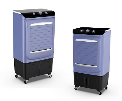 Large And Small Blue Black Air Cooler Fans With Portable Wheels For Home Use 3d model