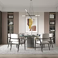New Chinese Dining Table and Chair Combination Dining Table and Chair 3d model