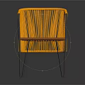 Modern Style Yellow Rattan Woven Chair With Black Metal Frame And Comfortable Design