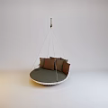 Hanging Chair Minimalist Round Design With Soft Brown Cushions Suspended By White Ropes For Indoor Relaxation