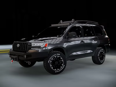 Dark Colored SUV With Off Road Tires Roof Rack And Rugged Exterior Design 3d model