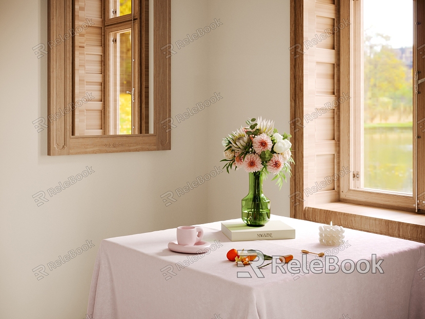 Modern Ornaments Combination Vase Flower Art Middle Ancient Glass Vase Coffee Cup Decorative Mirror Candle Ornaments Fruit model