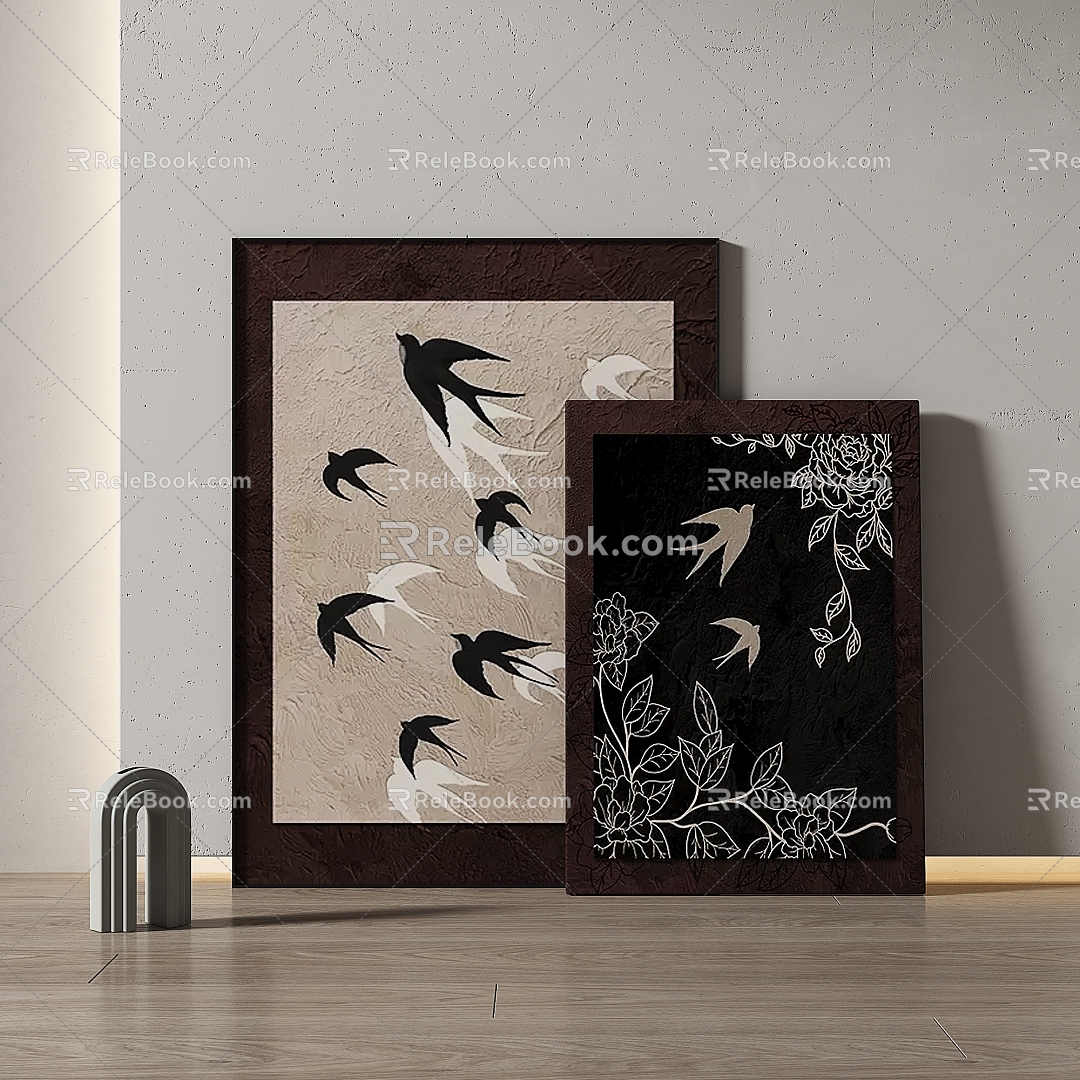 Simple retro decorative painting 3d model