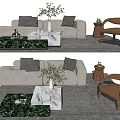 Modern sofa coffee table combination 3d model