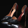 Stylish Pointed Toe Stiletto Heels With Black And Burgundy Cross Strap Design For Women