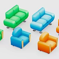 Colorful Multi Seater Sofa With Modern Design And Various Colors Upholstery Options