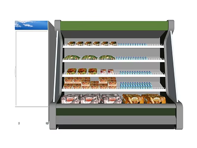 Multiple Layers Retail Display Shelf With Green Top For Organized Packaged Goods Showcase 3d model