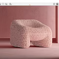 Cozy Pink Textured Accent Chair In Soft Knitted Design With Pastel Background Setting
