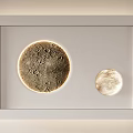 Ceiling Design With Circular Moon Surface Decor And White Frame Lighting 3d model