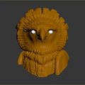Orange Owl Decorative Sculpture With Textured Surface And White Eyes